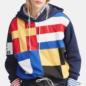 Polo Ralph Lauren SIGNAL FLAG Crop Fleece Hoodie Large